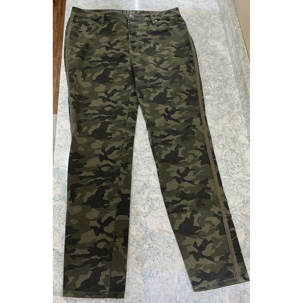 Matilda Jane GOOD HART Womens Camouflage Skinny Ankle Jeans Size 12 Green Brown